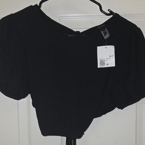 Forever 21 Black Puff Sleeve Blouse - Picture 1 of 3